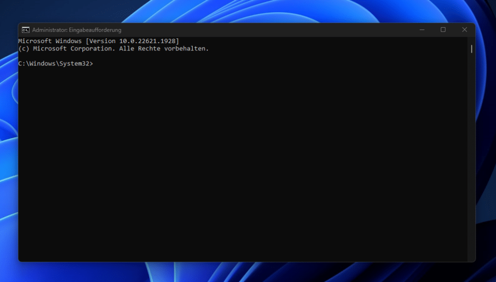 Geöffnete Eingabeaufforderung (cmd) in Windows